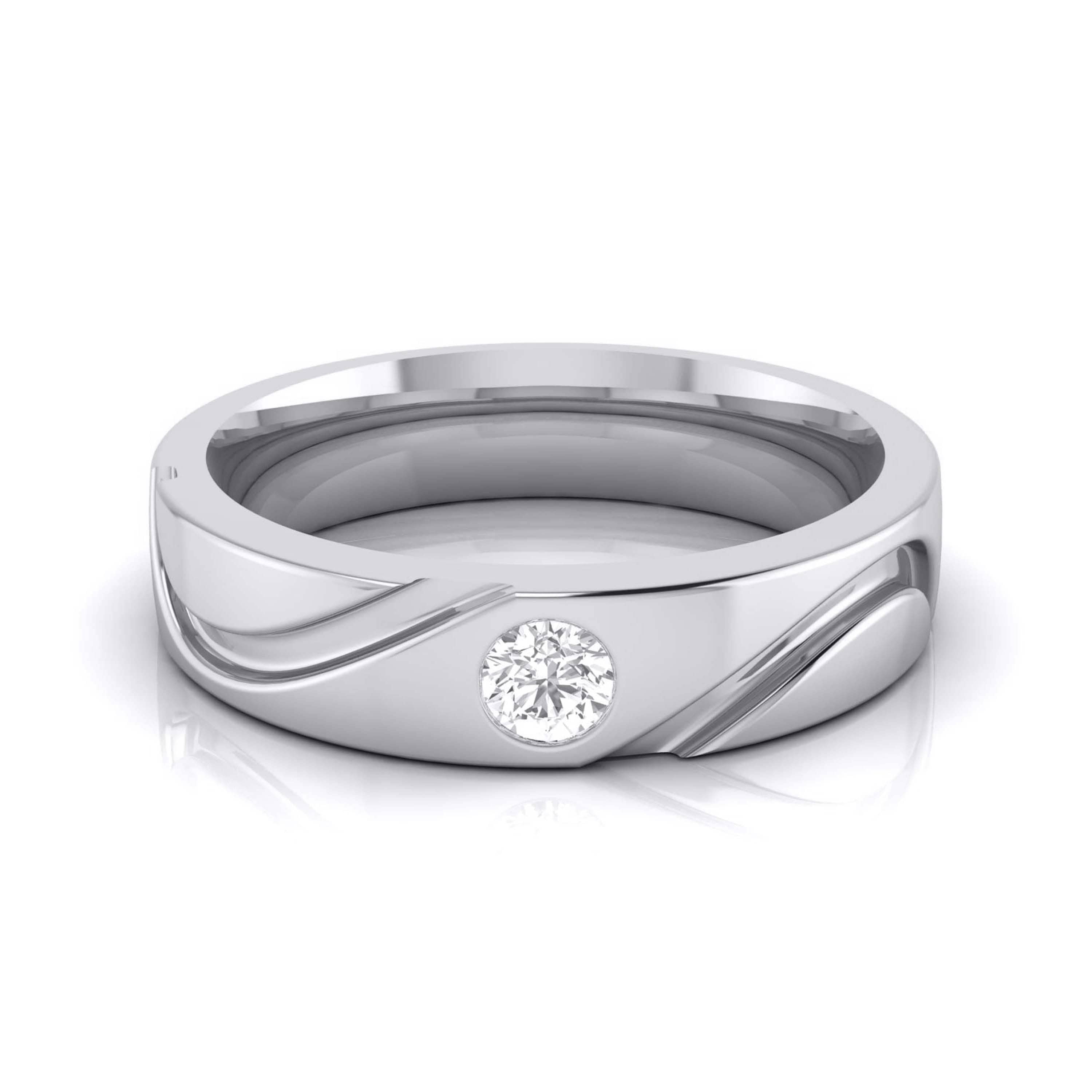 Blocaci Solitaire Wedding Band for Men Platinum Plated Silver 1CT Center  Moissanite Engagement Rings Men's Wedding Rings Eternity Band with Text  Engraving(size 5) | Amazon.com